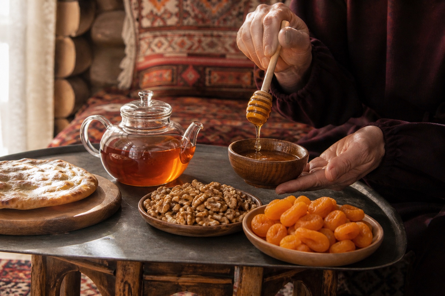 Honey, walnut and tea hospitality
