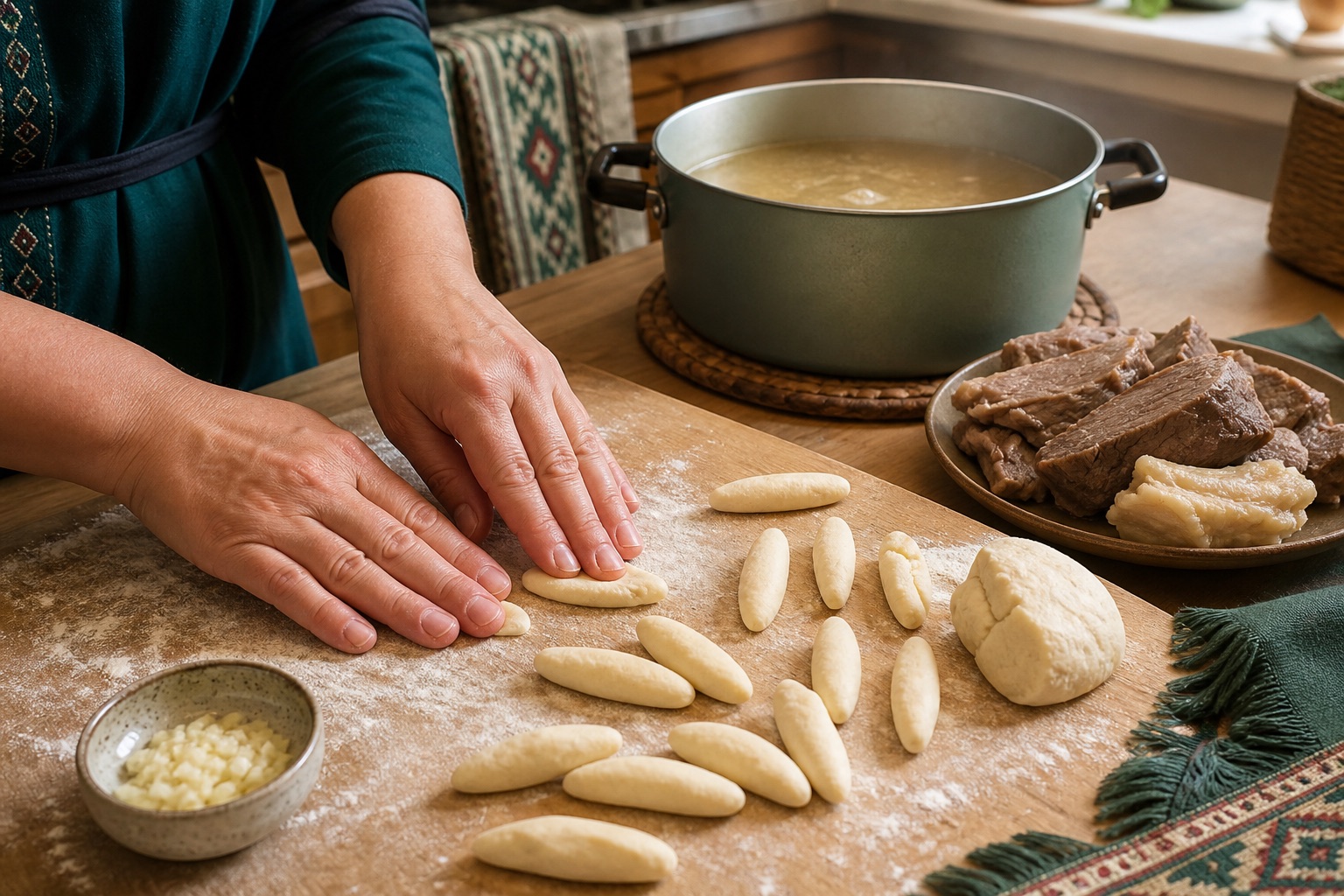 A cook shaping dough for zhizhig-galnash